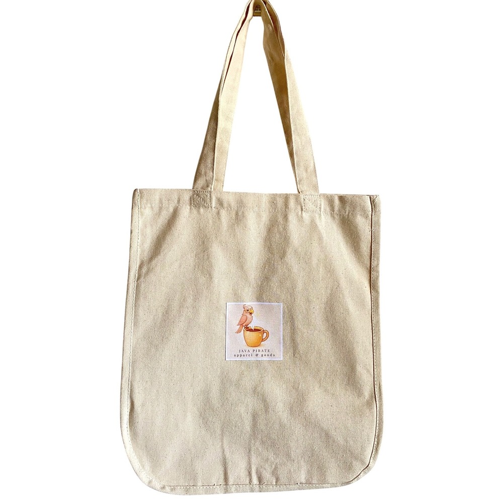 Java Pirate Apparel & Goods Signature Natural Canvas Tote Bag with Inner Pockets